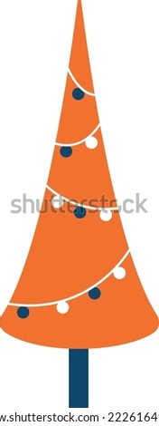 Сhristmas trees, vector, simple flat illustration, cute, minimalism, orange. blue