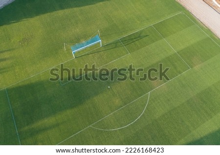aerial view with drone of a natural grass soccer field