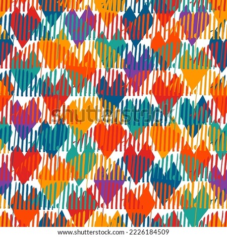 Paint brush scales seamless pattern. Japan traditional ornament. Hand drawn squama. Ethnic chevrons embroidery. Repeated scallops. Fish scale. Repeat scallop shapes. Japanese sashiko uroko motif