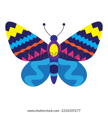 Colorful vector butterfly, clip art illustration on white background