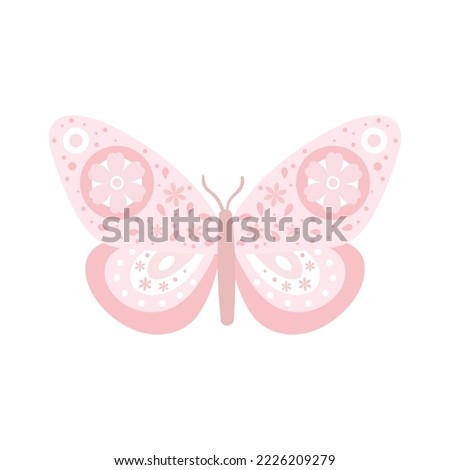 Pink butterfly clip art, hand drawn vector element
