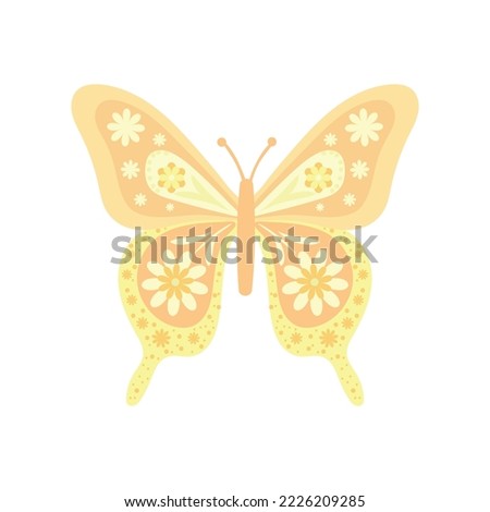 Orange butterfly clip art, isolated vector element on white background