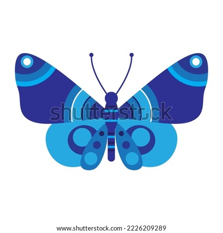 Blue butterfly clip art vector, isolated on white background