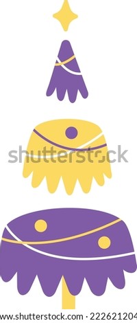 Сhristmas trees, vector, simple flat illustration, cute, minimalism, yellow, purple