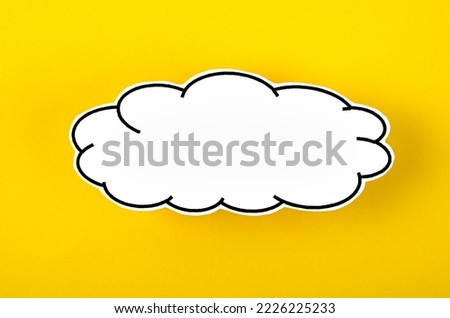 Speech bubble with copy space communication talking speaking concepts on yellow background.