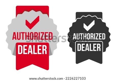 Authorized dealer icon in red seal decoration with check mark. Verified seller isolated badge Royalty-Free Stock Photo #2226227103