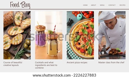 Homepage design of food blog web site