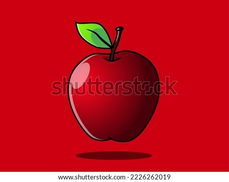 3d red apple vector isolated on red background. cute illustration.