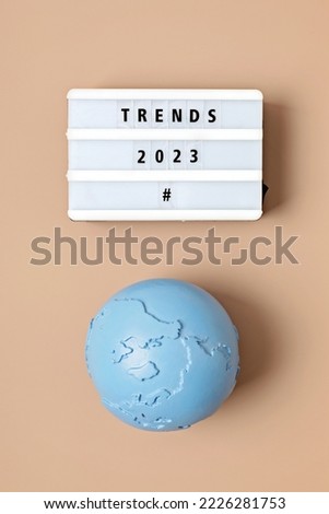 Lightbox with text trends 2023. Popular tendencies and trends for new year idea