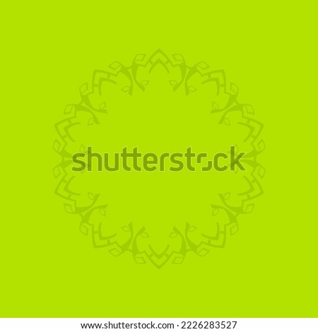 Decorative green background with ornamental circular pattern. Card template design. Vector illustration.