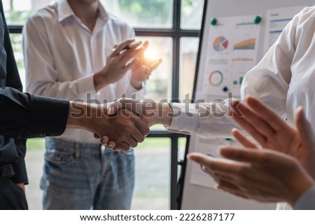 Business partnership meeting concept. Image businessmans handshake. Successful businessmen handshaking after good deal. Group support concept Royalty-Free Stock Photo #2226287177