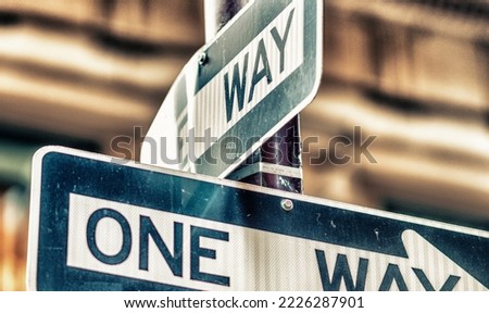 One Way street sign in New York City.