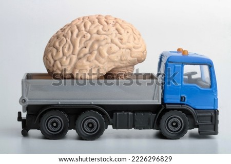 delivery toy truck carrying an human brain 