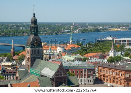 View of Old Riga from the St. Peter's Church, Latvia.