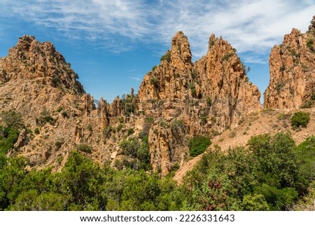 Beautiful seascape with the scenographic rock formations known as Calanques de Piana. Corse, France. Royalty-Free Stock Photo #2226331643