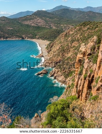Beautiful seascape with the scenographic rock formations known as Calanques de Piana. Corse, France. Royalty-Free Stock Photo #2226331667