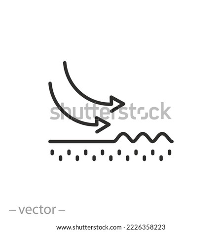 wrinkle smoothing icon, skin care with lift face, dermatology procedure, thin line symbol on white background - editable stroke vector illustration Royalty-Free Stock Photo #2226358223