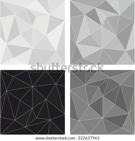 Grey, white and black triangle vector background or chevron surface pattern set