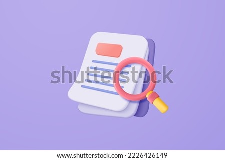 3d media file management icon vector. Searching image and video files in database. 3d Document management soft, document flow, search compound docs. 3d magnifying icon vector rendering illustration Royalty-Free Stock Photo #2226426149