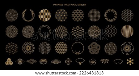 Elegant Japanese pattern decoration and icon collection. Royalty-Free Stock Photo #2226431813