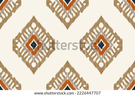 Boho Ikat floral paisley embroidery on white background.geometric ethnic oriental seamless pattern traditional.Aztec style abstract vector illustration.design for texture,fabric,clothing,wrapping.