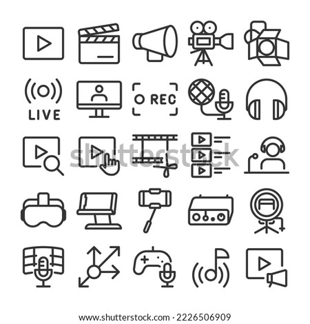Video distribution production icon set