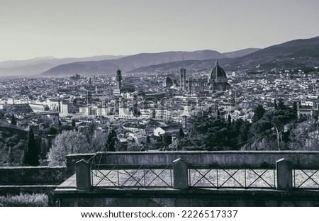 aerial view of Florence in vintage style
