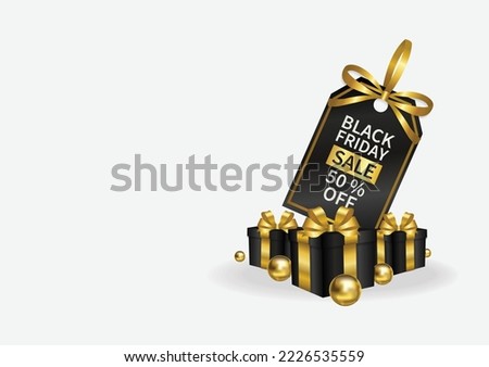 black friday sale price tag with gold ribbon