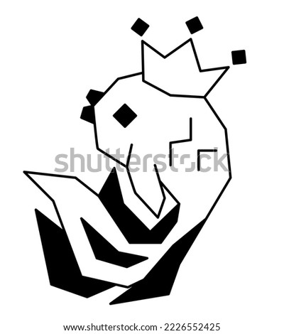 Vector logo goldfish. polygonal image. linear symbol. For the company. marine, children's theme. black and white. on a white background, line. creative