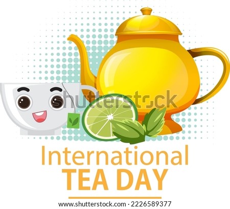 International tea day text banner illustration