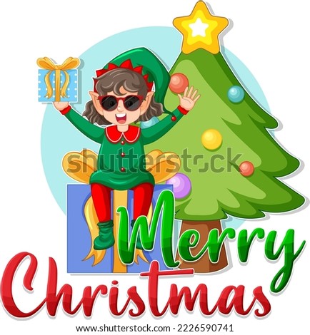 Merry Christmas sign icon cartoon illustration