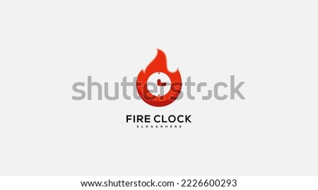 Fire clock Icon vector Logo Design Element