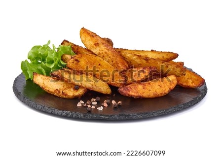 Baked Potato Wedges, isolated on white background