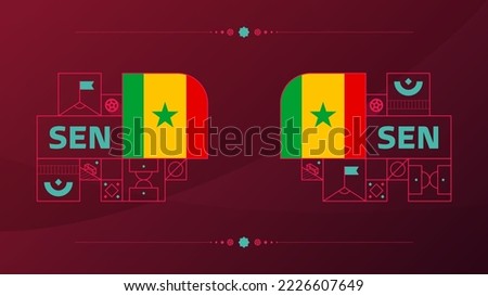 senegal flag for 2022  world, Qatar football cup tournament. isolated National team flag with geometric elements for 2022 soccer or football Vector illustration.