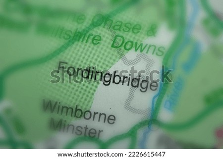 Fordingbridge, United Kingdom atlas map town name - tilt-shift