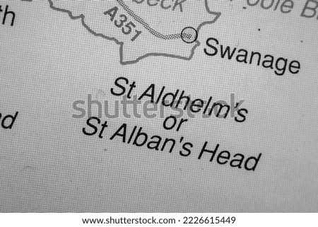 St Aldhelm's or St Alban's Head, United Kingdom atlas map town name - black and white