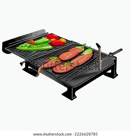 Electric Grill Realistic Illustration Vector Cartoon Drawing