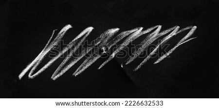 White Charcoal Strokes, Crayon Scribble on Black Board, Hand Drawn Chalk Hatching, Crayon Strokes Texture Background Royalty-Free Stock Photo #2226632533