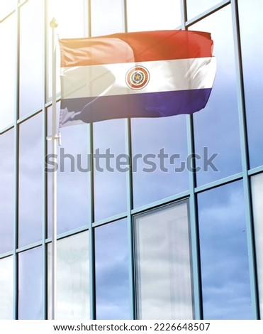 Flag of Paraguay on a flagpole