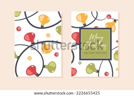Modern universal artistic templates. Merry Christmas Corporate Holiday cards and invitations. Garland frames and backgrounds design. Vector illustration.