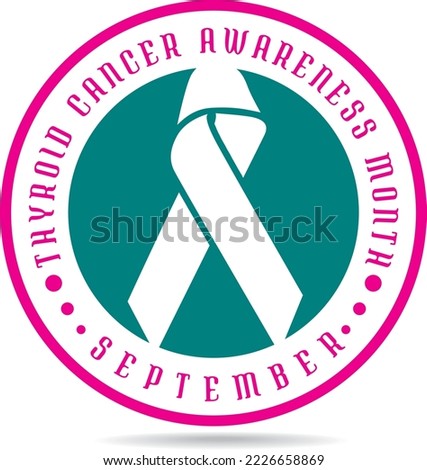 Vector Image Of A Badge Promoting Thyroid Cancer Awareness Month, Isolated On Transparent Background.