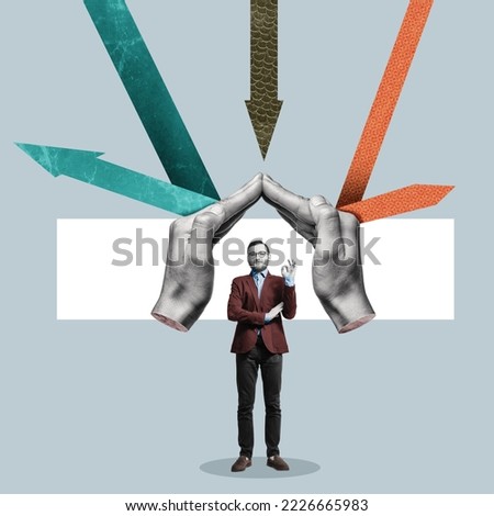 Business insurance against negative factors and risks. Art collage. Royalty-Free Stock Photo #2226665983