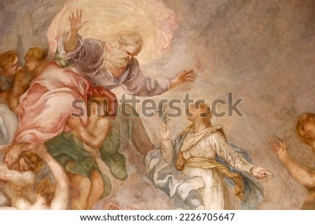 Santa Maria delle Vigne basilica. God the Father. Fresco.  Genoa. Italy.  Royalty-Free Stock Photo #2226705647