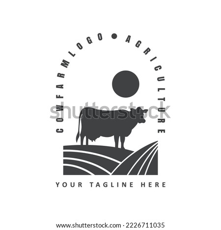 vintage cow farm logo on white background. icon vector illustration