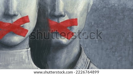 Political art. Concept idea of free speech freedom of expression and censored, surreal painting, portrait illustration , conceptual artwork illustration	
