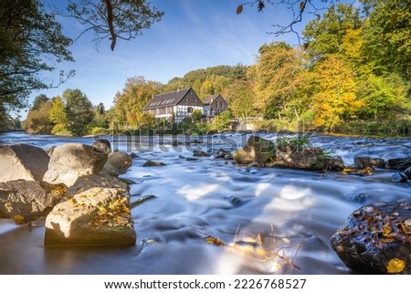 Panoramic image of the Wipperkotten close to the Wupper river during autumn, Solingen, Germany Royalty-Free Stock Photo #2226768527