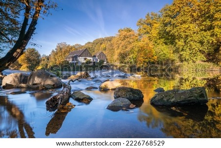 Panoramic image of the Wipperkotten close to the Wupper river during autumn, Solingen, Germany Royalty-Free Stock Photo #2226768529