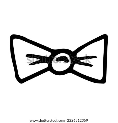 Bow doodle style vector illustration isolated on white background. Black tie Hand drawn graphic Royalty-Free Stock Photo #2226812359