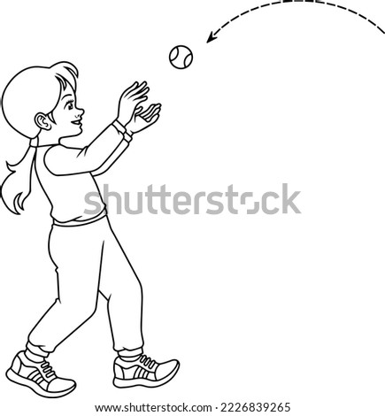 catching ball image line vector illustration isolated on white background