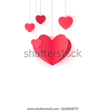 Hanging paper hearts clip art for design and decor